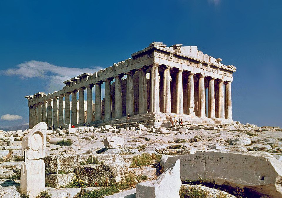 Vista panorámica do Partenón da Acrópole de Atenas