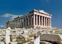 Vista panorámica do Partenón da Acrópole de Atenas